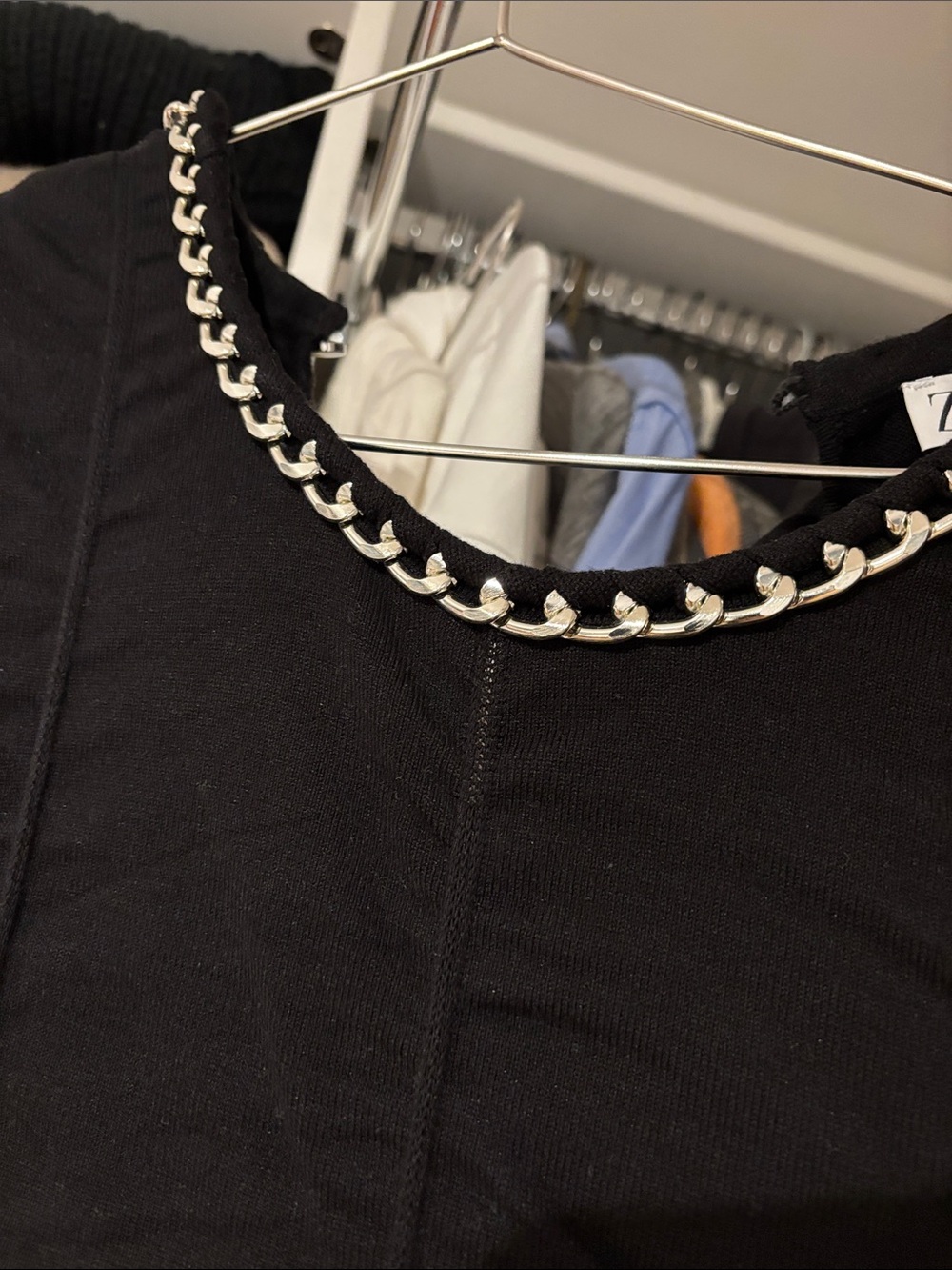 Zara Black Sleeveless Maxi Dress with Silver Chain Detail - Picture 4 of 7